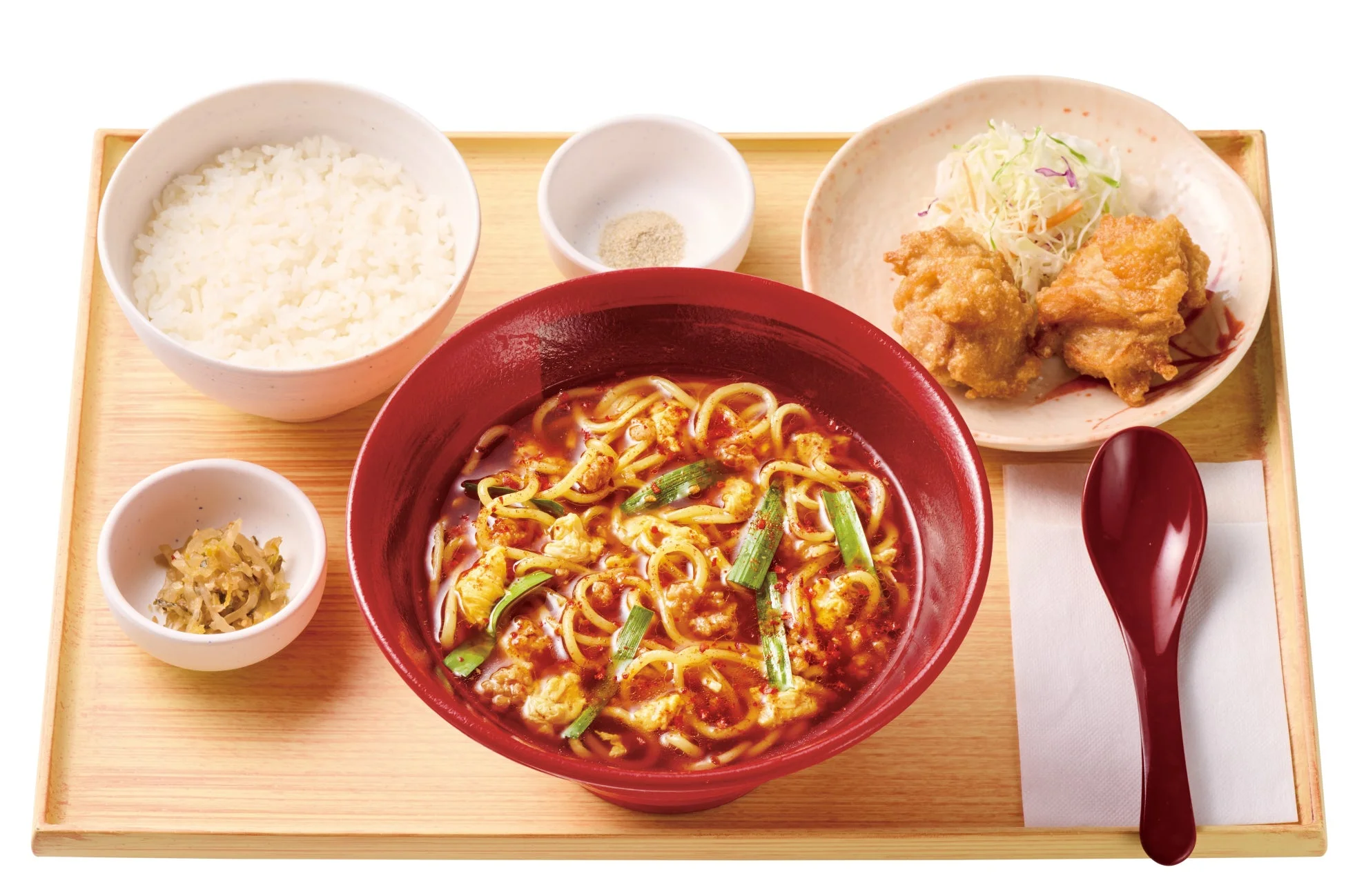 辛うま麺とから揚げの定食