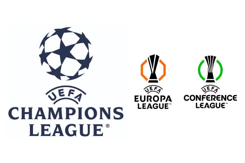 UEFA CHAMPIONS LEAGUE, UEFA EUROPA LEAGUE, UEFA CONFERENCE LEAGUEのロゴ
