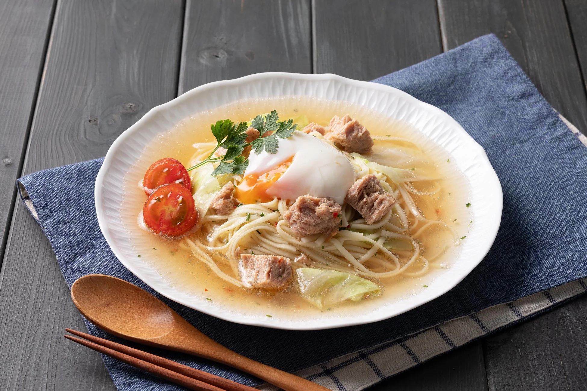 和風ツナキャベツぺペロンonたま