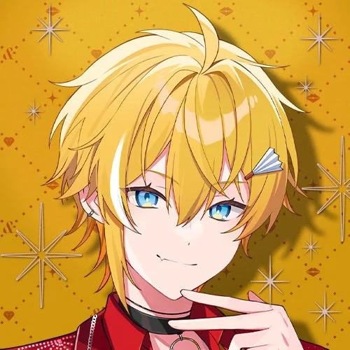 金髪と青い瞳を持つアニメ風の男性キャラクター「まひろまる。」