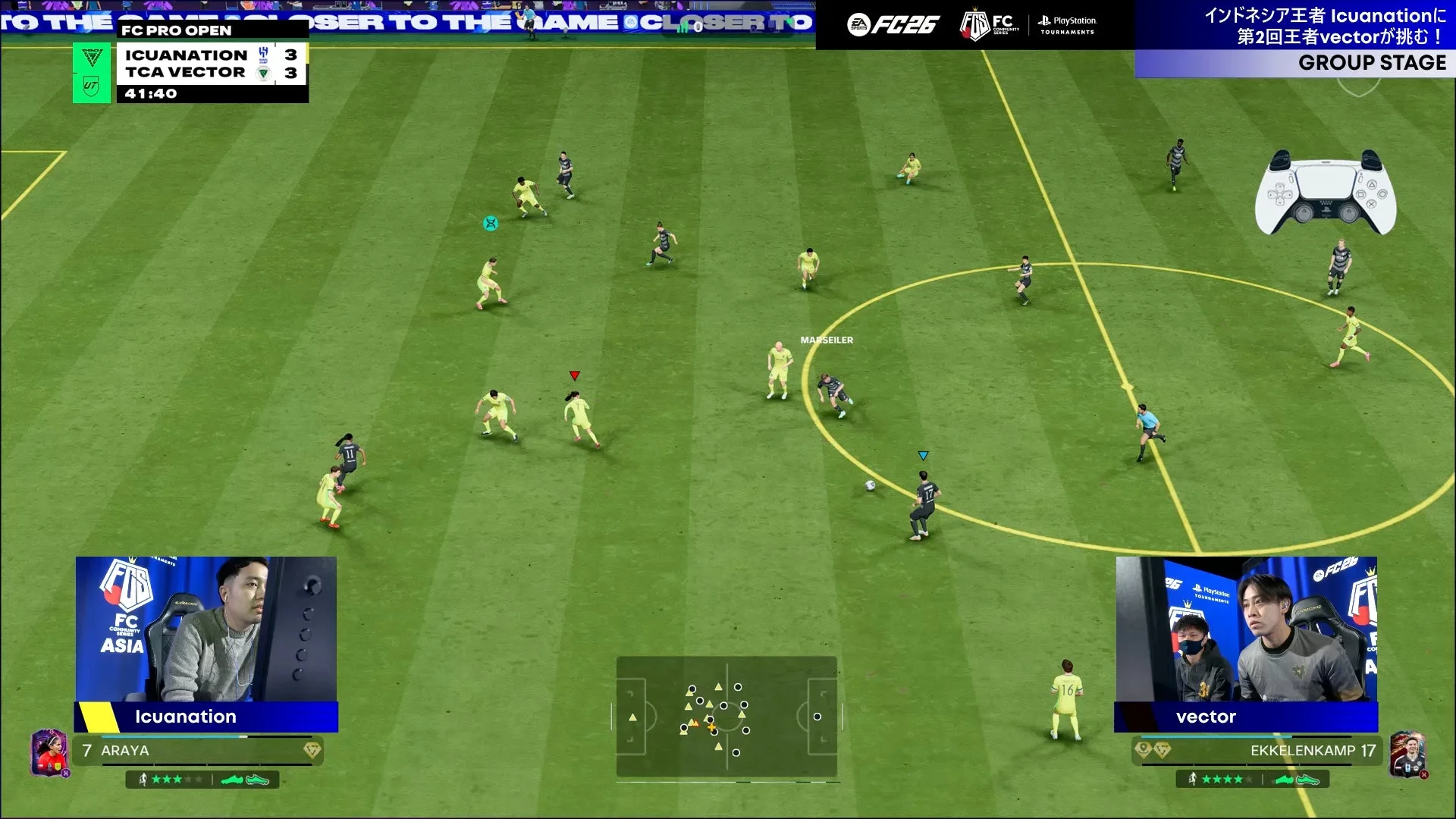 Icuanation選手とvector選手の試合中継