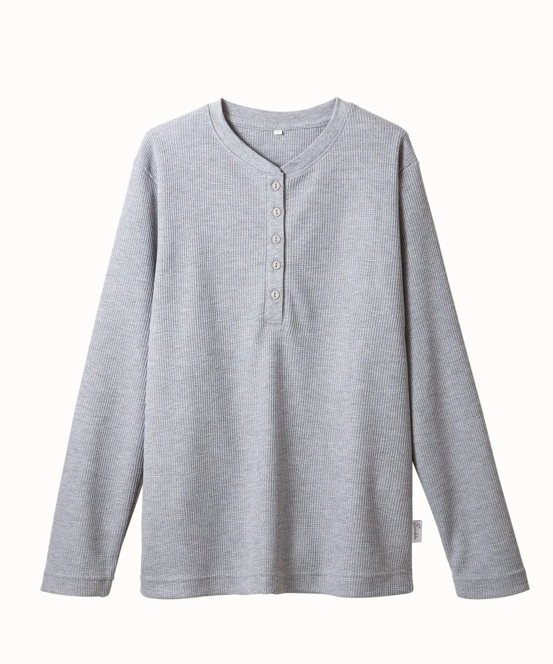 グレーのワッフルヘンリートップス