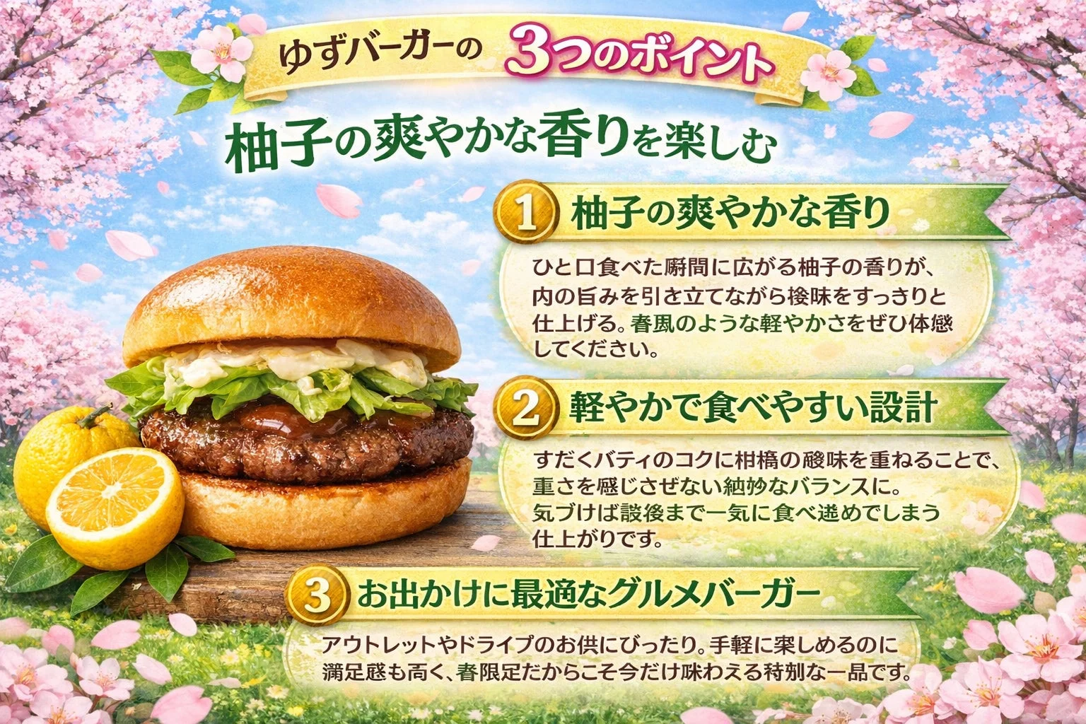 ゆずバーガーの3つのポイント