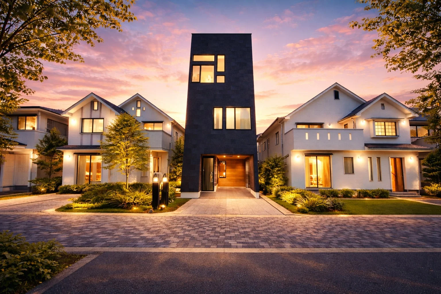 夕焼けの住宅街