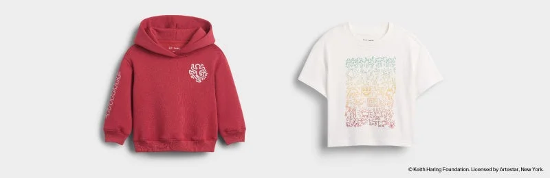 キース・ヘリングのアートが特徴的なトドラー向けパーカーとTシャツ