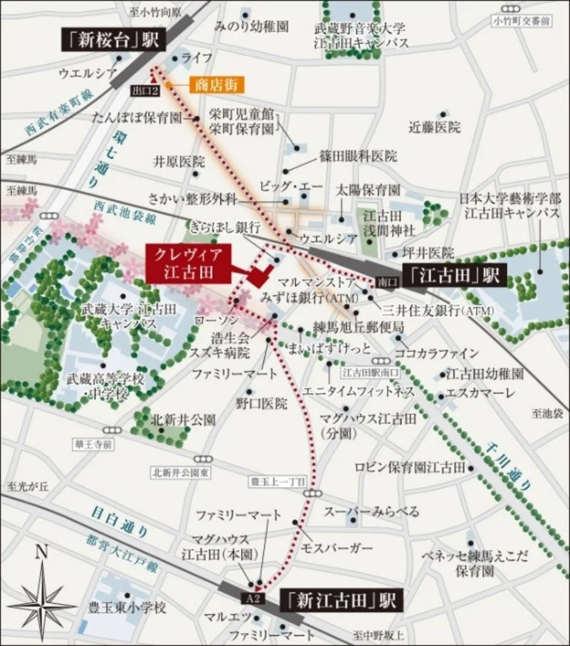 クレヴィア江古田周辺地図
