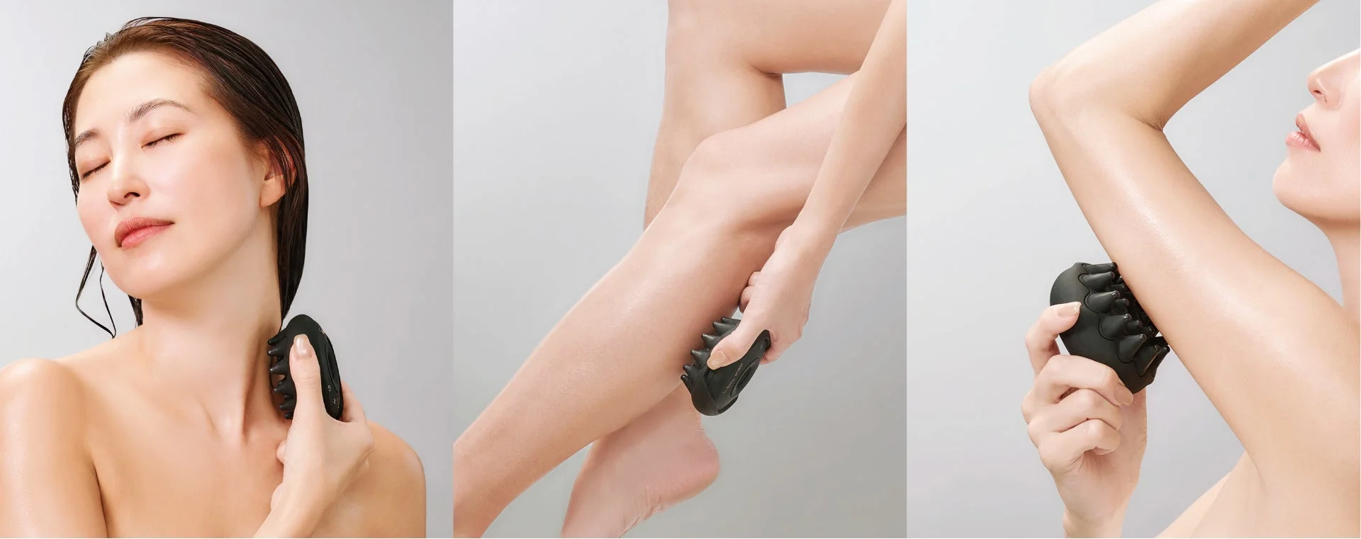 マッサージツールで全身ケアする女性