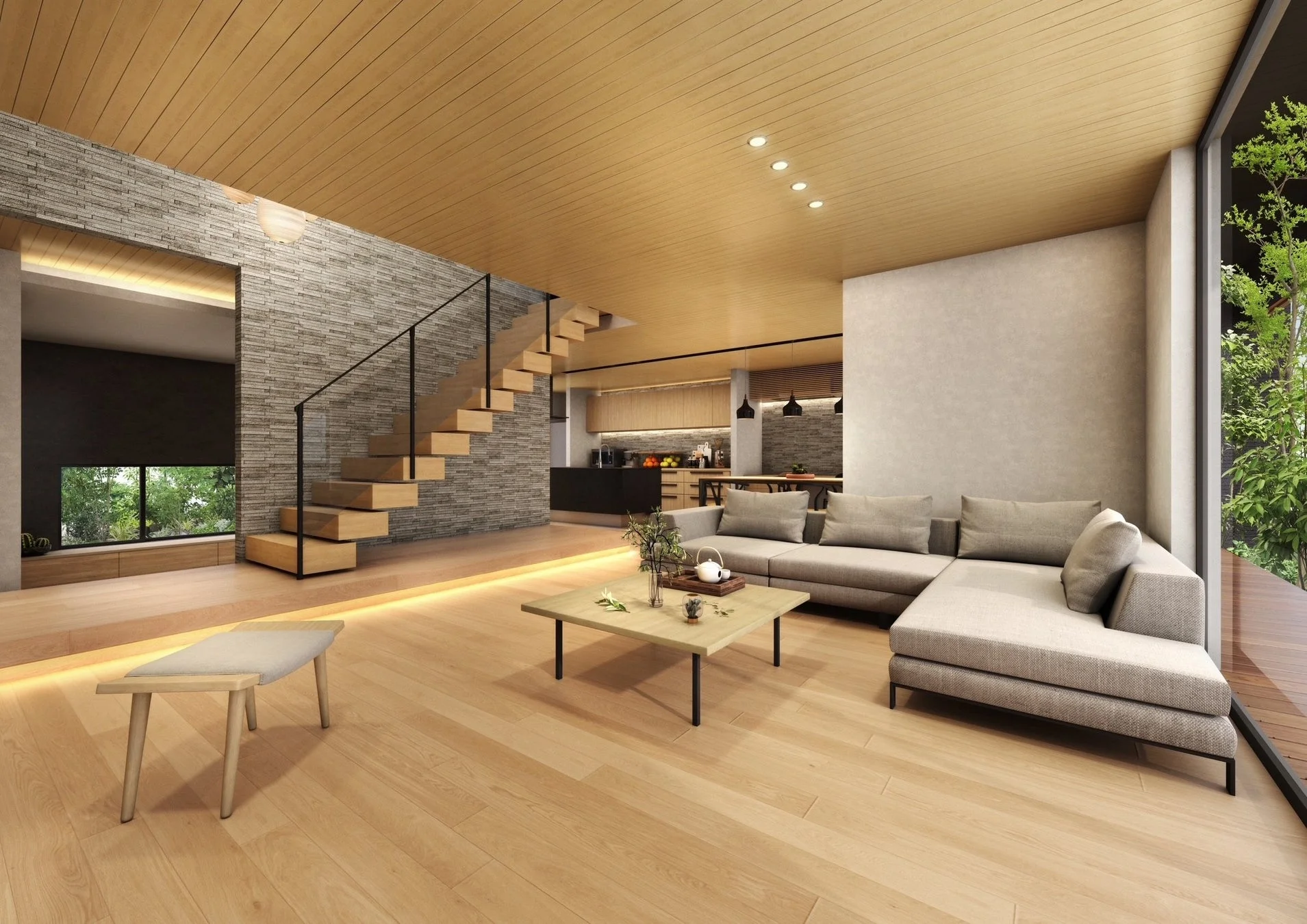 広々としたモダンなリビングルーム