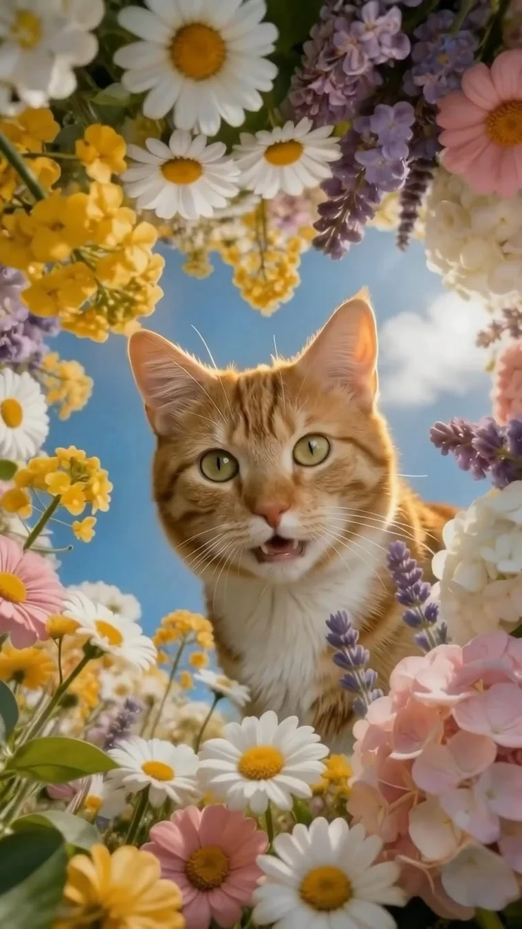 完成した猫の花畑