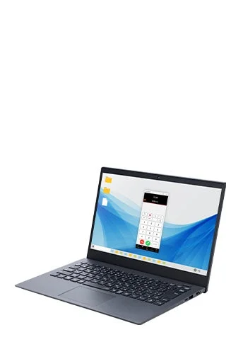 ノートPCの画面に電話のダイヤラーアプリが表示されている様子