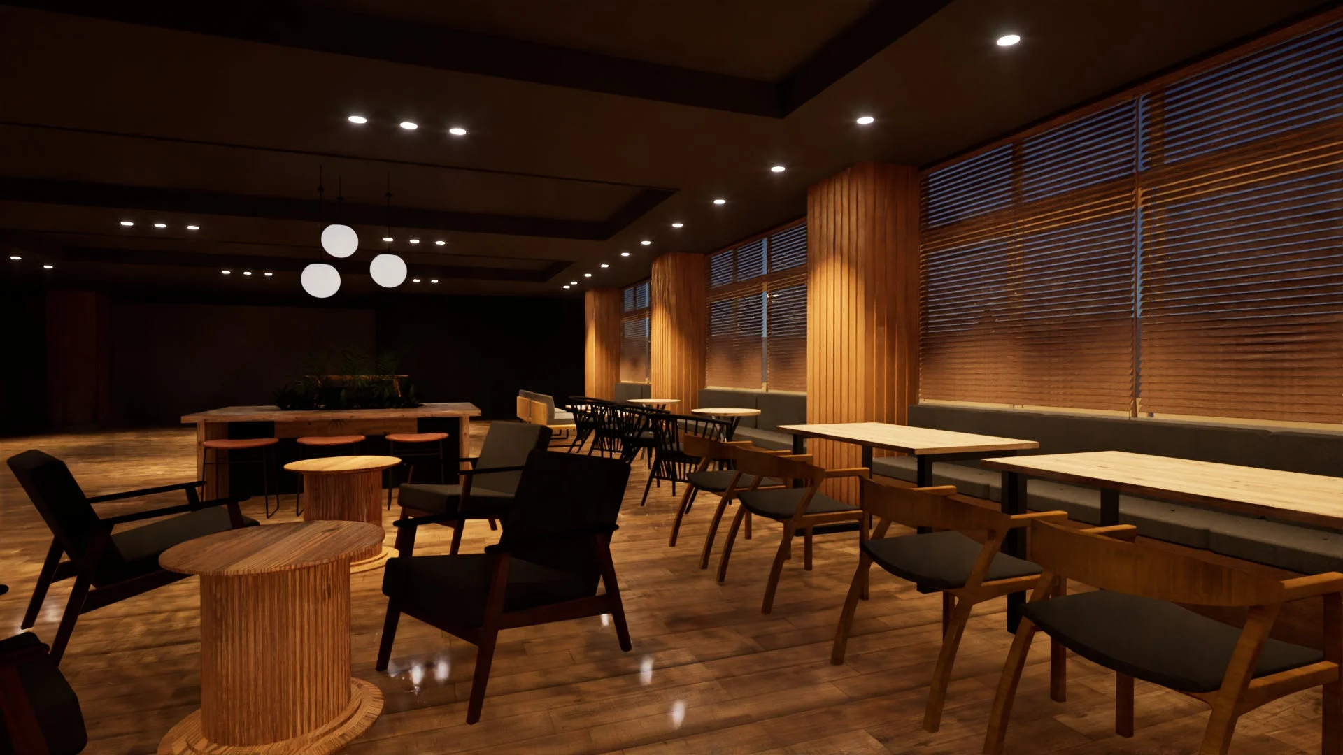 カフェ・レストランのモダンな内装