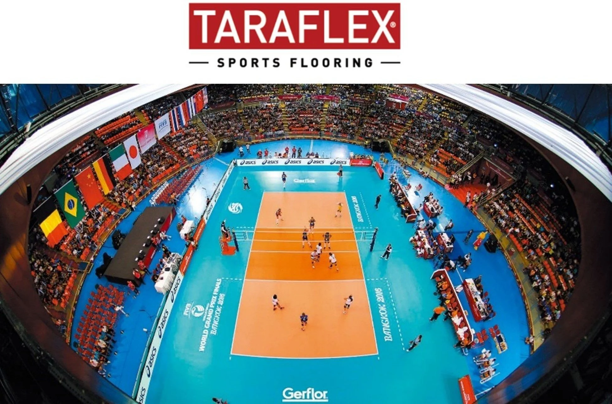 バレーボールの国際大会が開催されているアリーナの俯瞰画像
