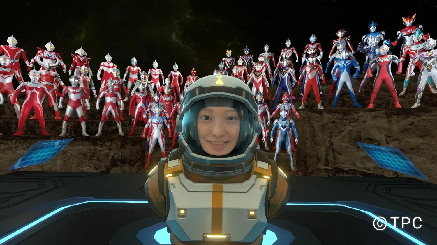 アバターでウルトラマンヒーローと並ぶ様子