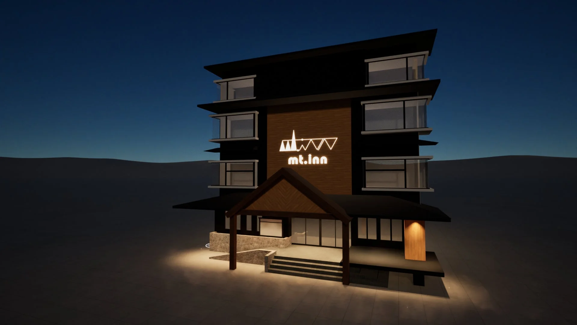 mt. innの夜間の外観