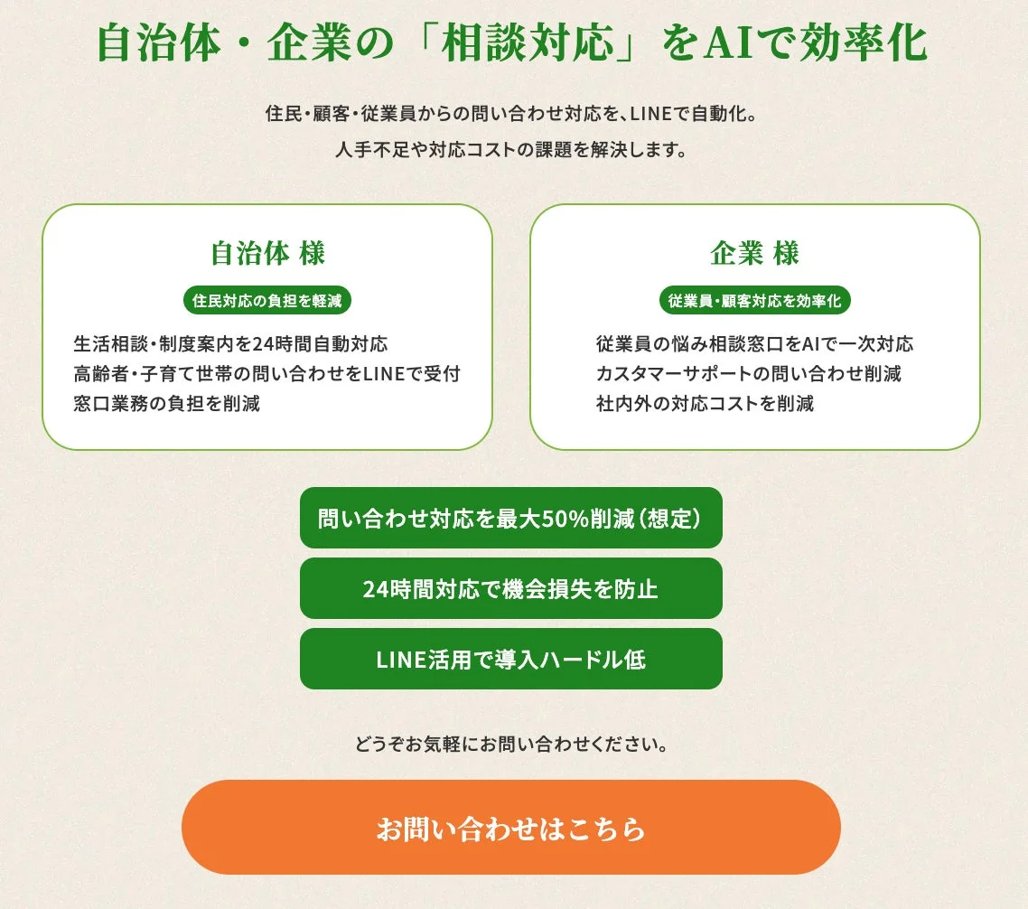 自治体・企業の相談対応をAIで効率化