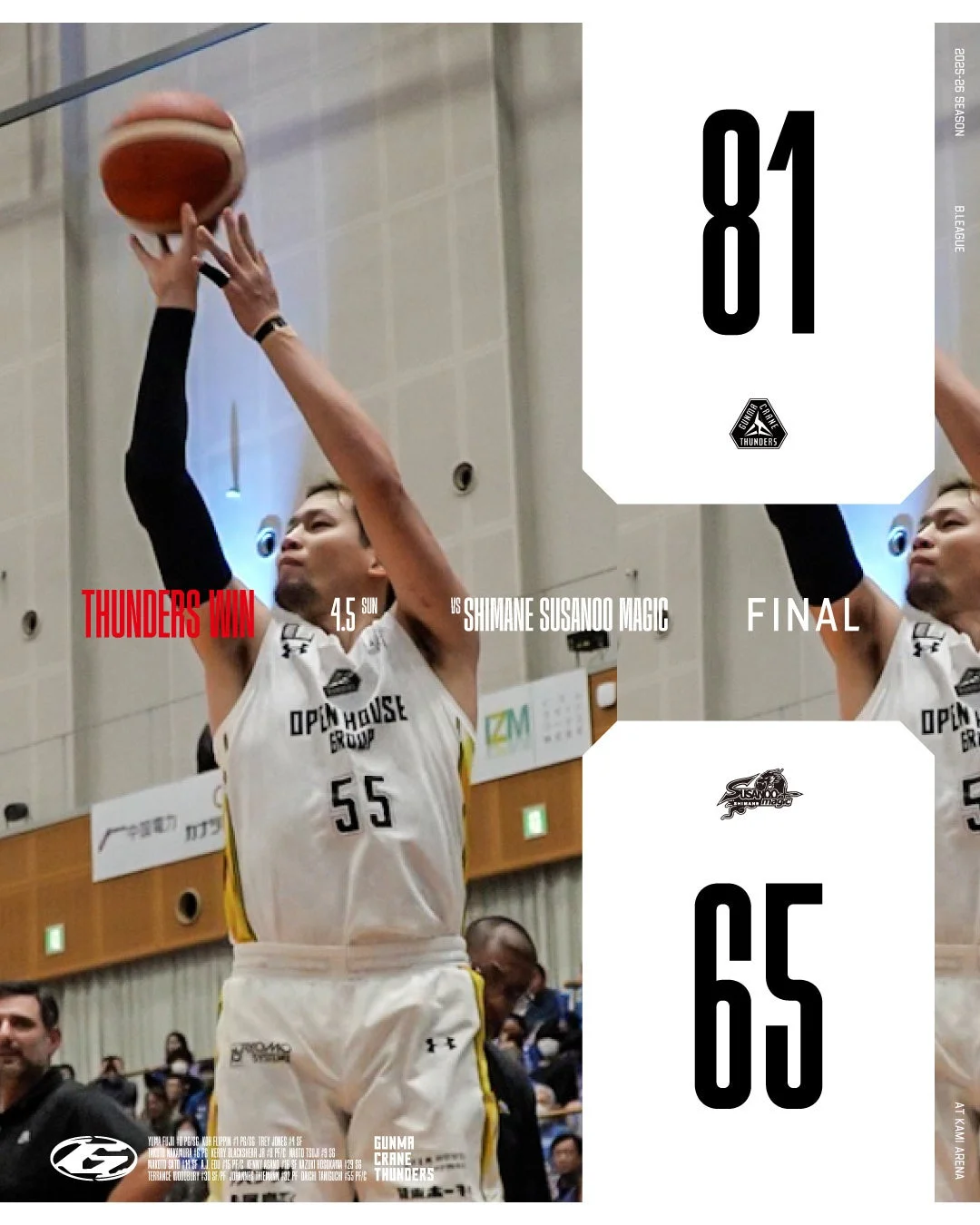 群馬クレインサンダーズ勝利