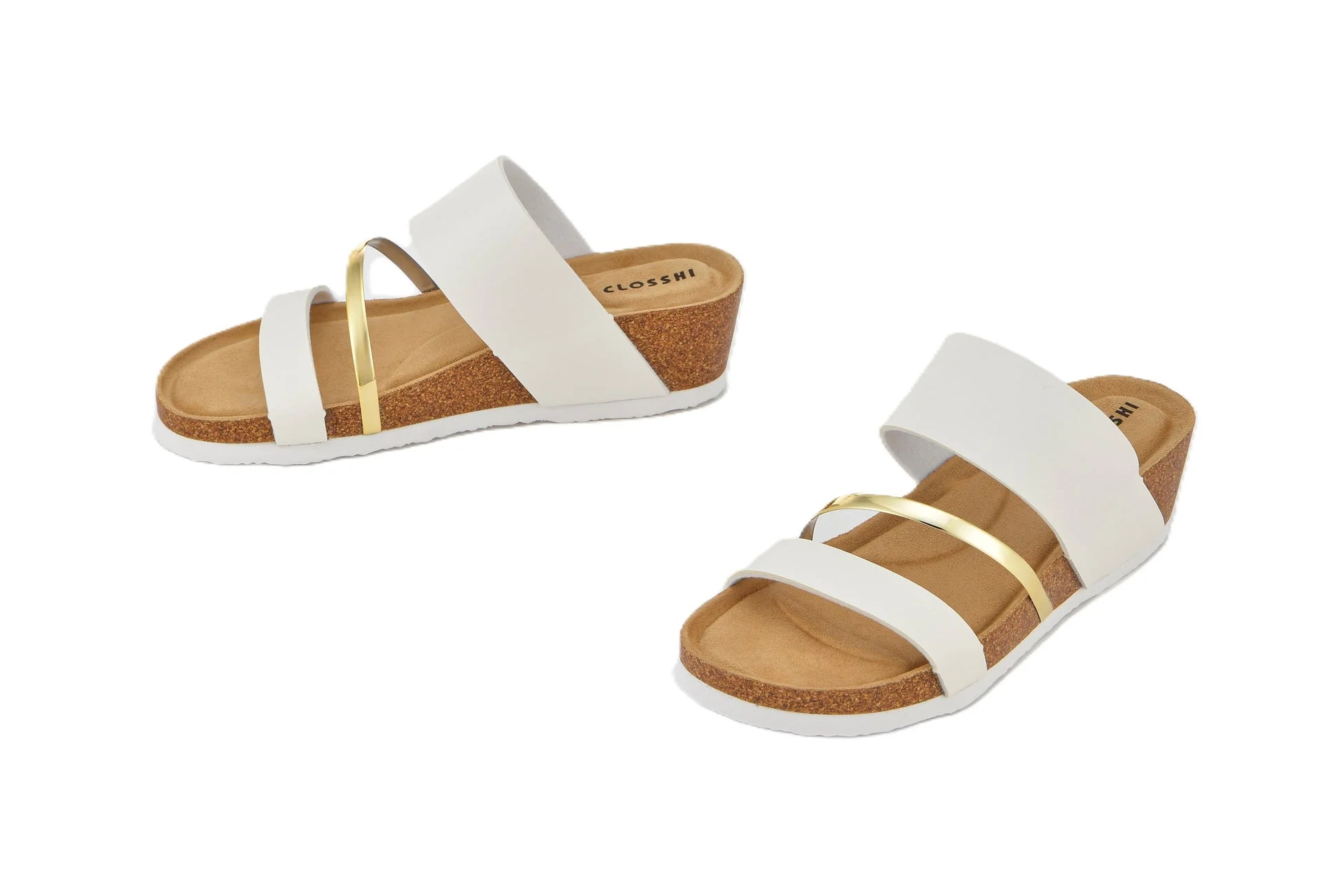 厚底サンダル 白ゴールド