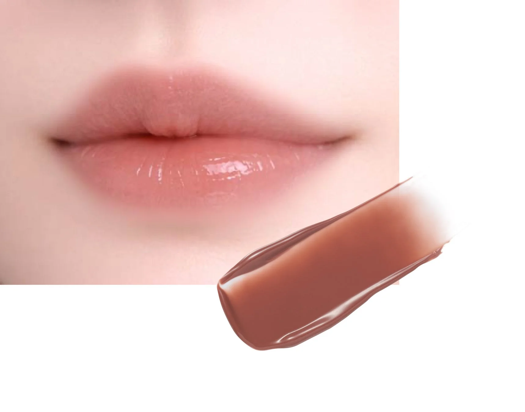 ティント01メロウモカの唇とスウォッチ