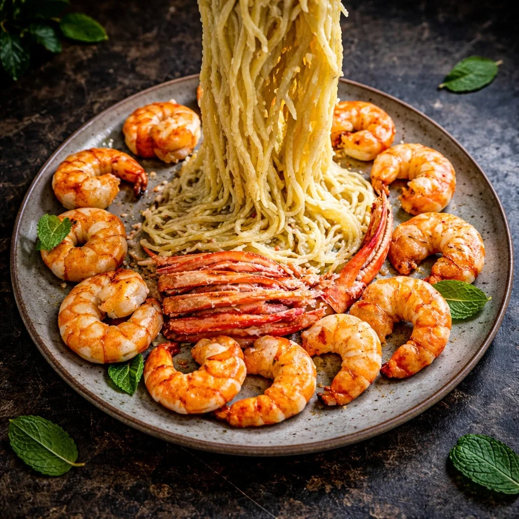 パスタを持ち上げた瞬間