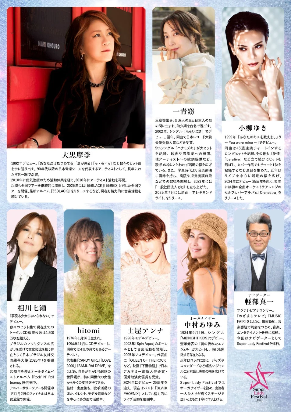 Super Lady Festival 2026に出演するアーティストのプロフィール