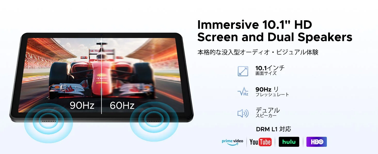 10.1インチHDスクリーンとデュアルスピーカー