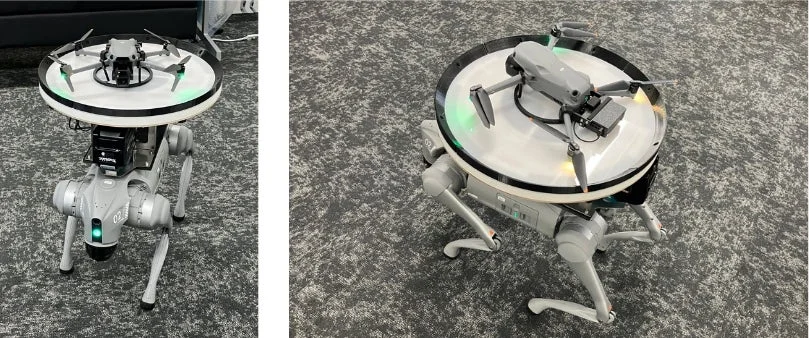 犬型ロボットとドローンのワイヤレス充電システム