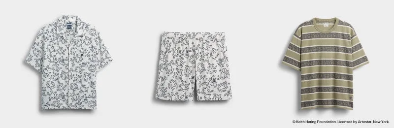 キース・ヘリングのアートがプリントされたシャツやショートパンツ
