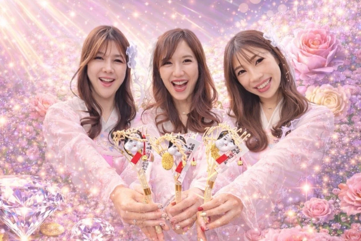 着物風衣装の3人組女性