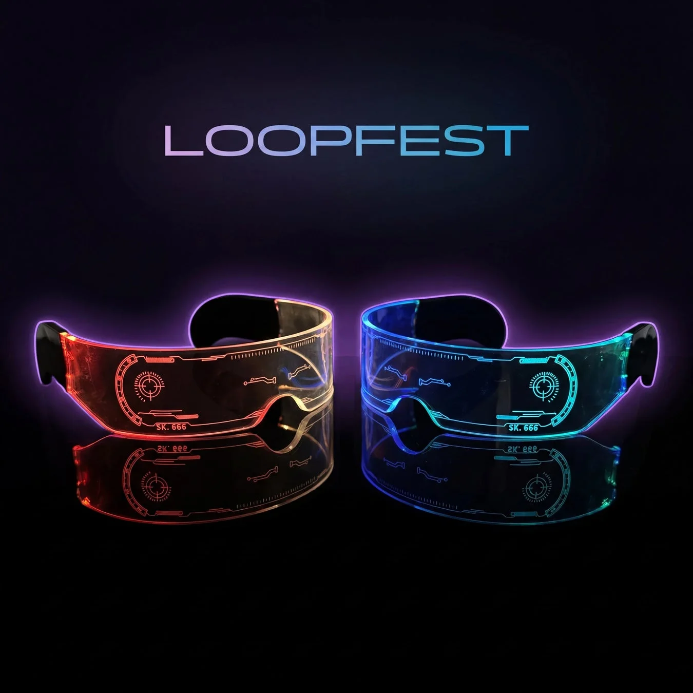 未来型メガネとLOOPFESTロゴ