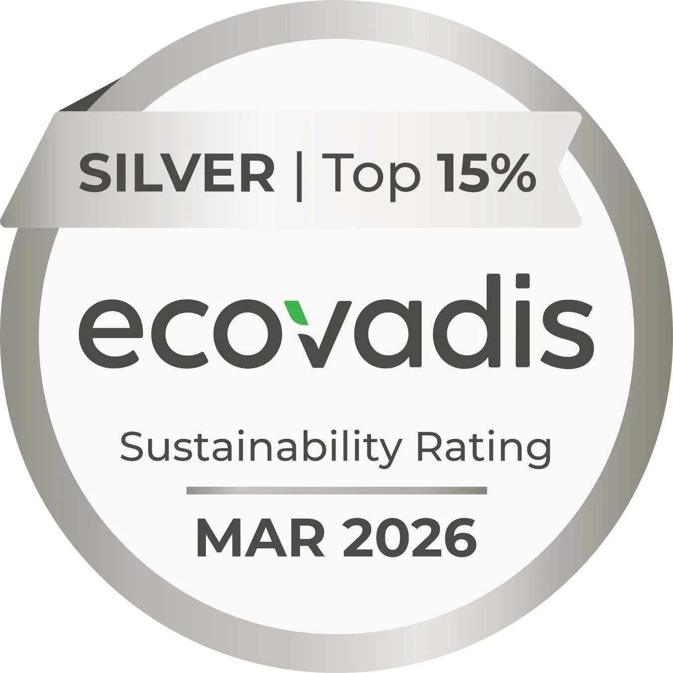 SILVER | Top 15% ecovadis Sustainability Rating MAR 2026