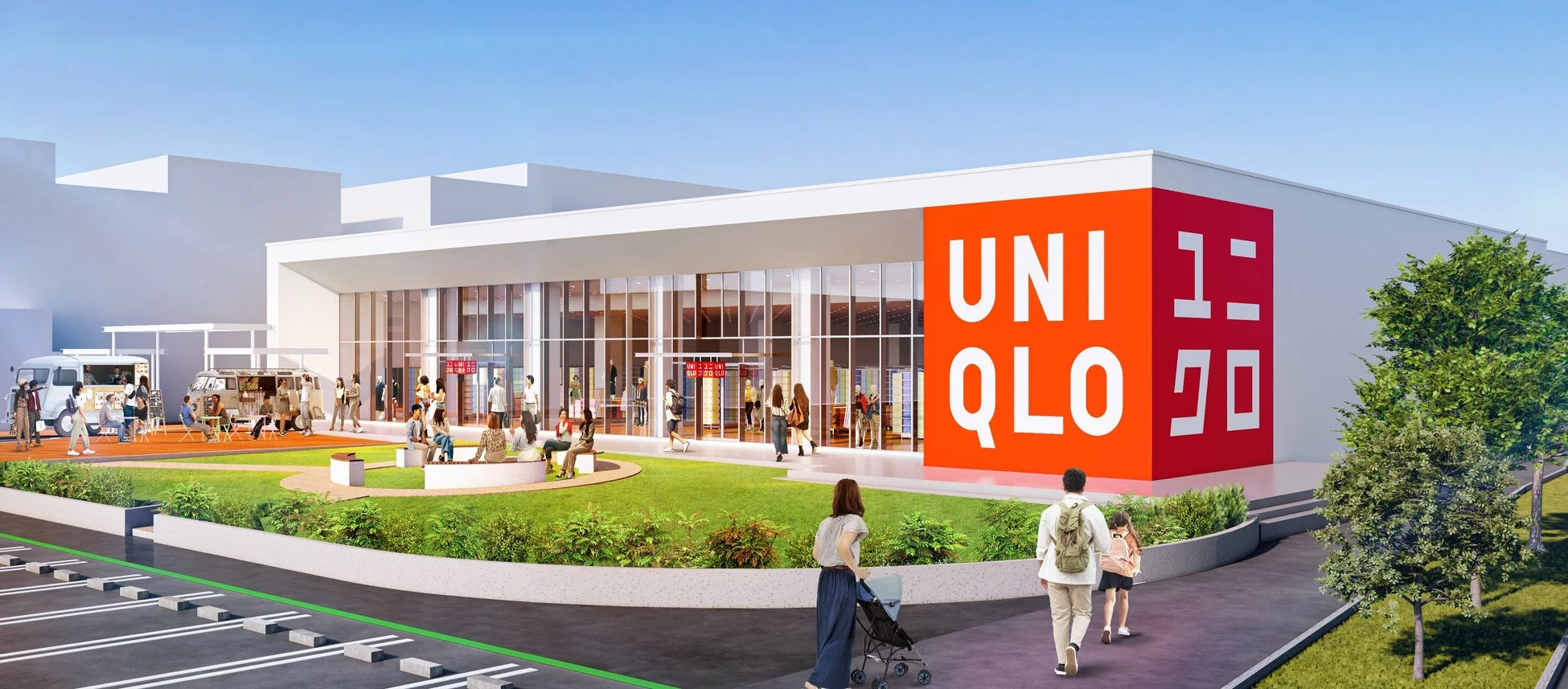 ユニクロの大型店舗の外観イメージ