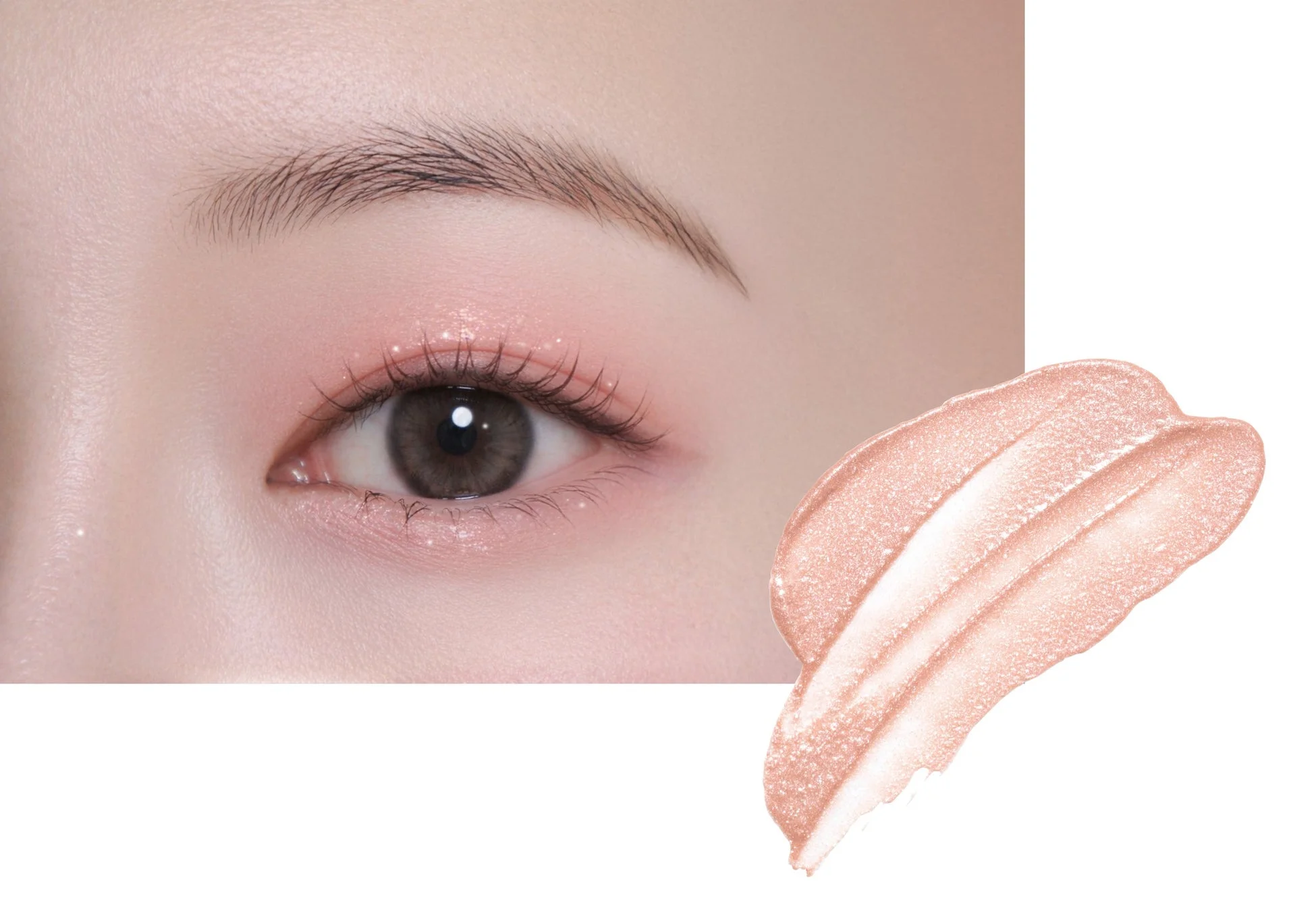 リキッドグラムアイシャドウグリッターG01目元とスウォッチ