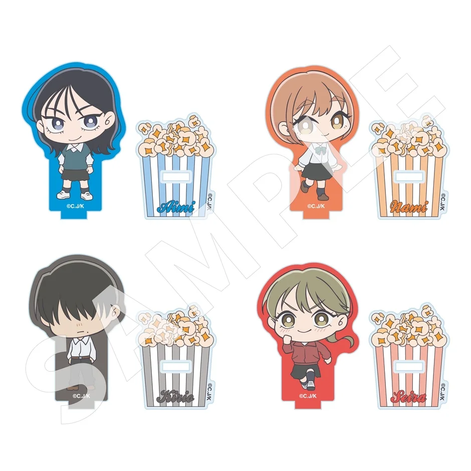 ちびキャラのアクリルスタンドとポップコーンボックスのアクリルスタンドのセット