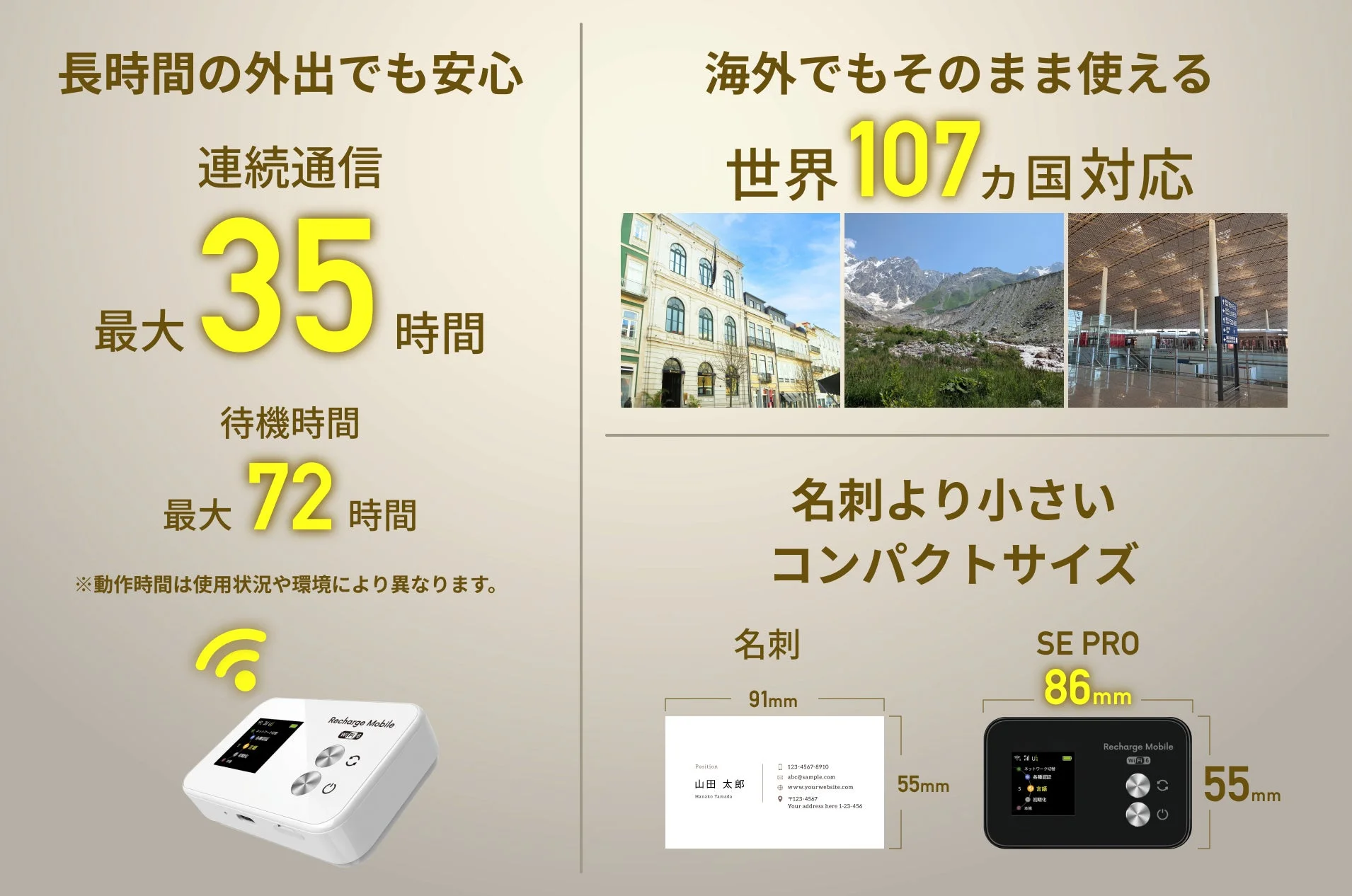 SE PRO 長時間駆動・世界対応・コンパクト
