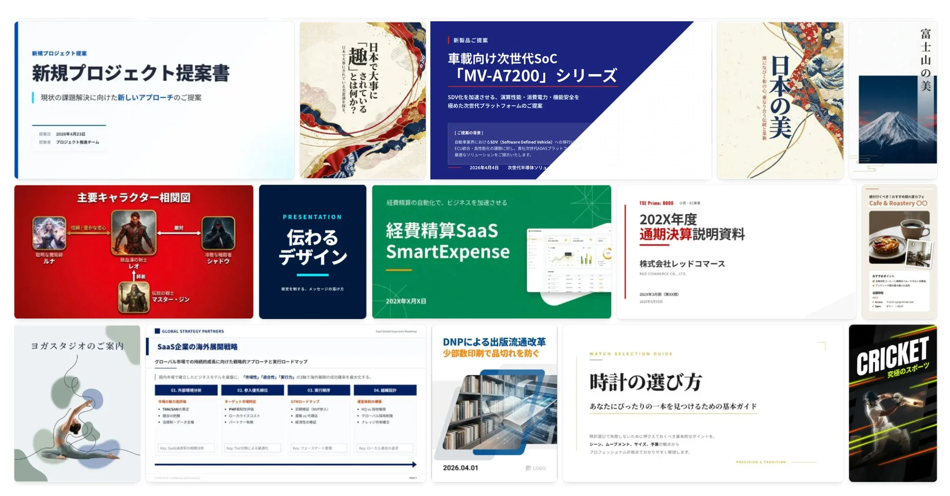 スライドの多様な生成例