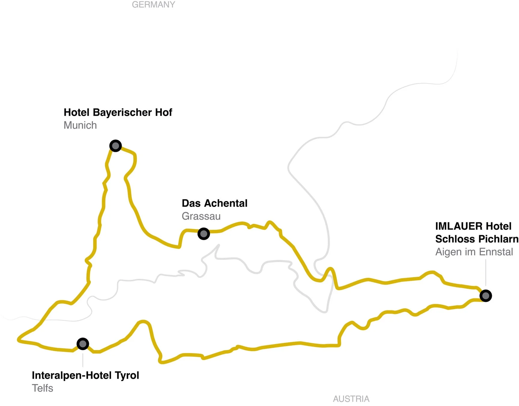 ドイツとオーストリアのルートマップ