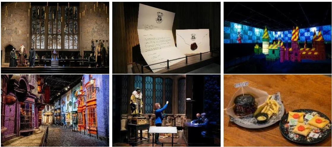 ハリー・ポッターの世界観を捉えた複数の写真のコラージュ