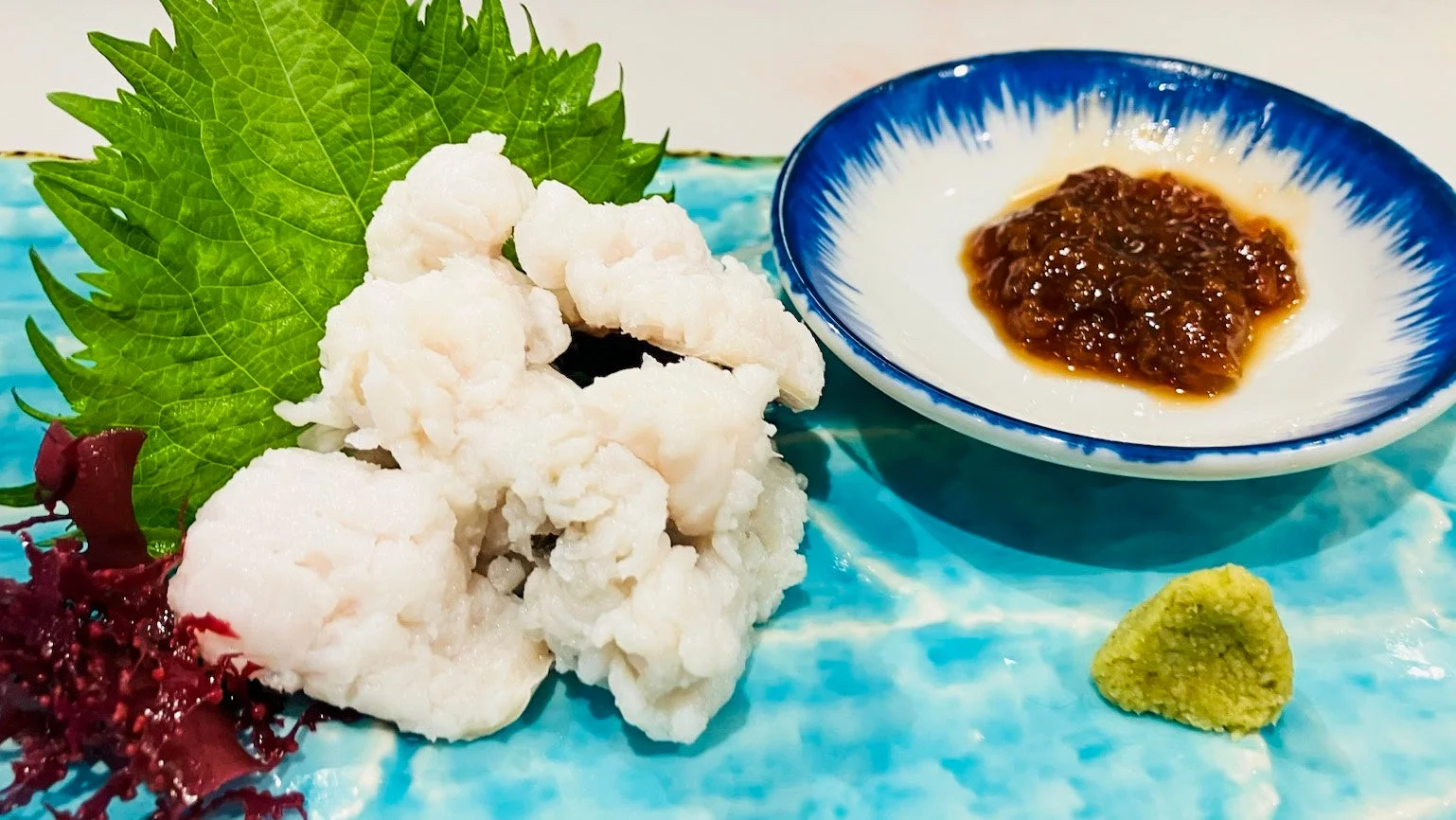 魚料理,珍味,白子,刺身,和食,大葉,ワサビ,海藻,前菜,日本料理,料亭,酒肴