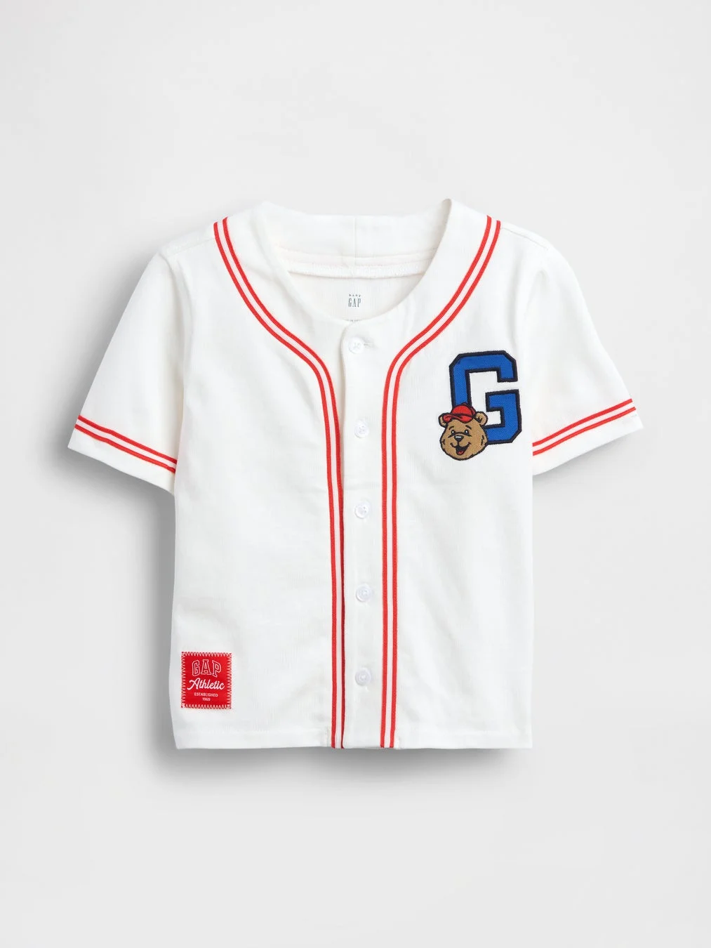 白いベビー用のベースボールシャツ