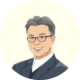 笑顔で眼鏡をかけたビジネスマン風の男性イラスト