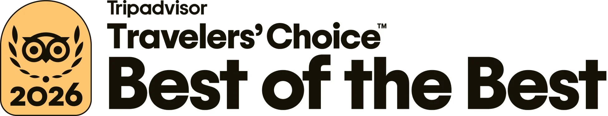 この画像は、Tripadvisorの「Travelers' Choice Best of the Best 2026」のロゴです。旅行者からの高い評価を受けた施設やサービスに贈られる、2026年度の最高峰の賞を示しています。