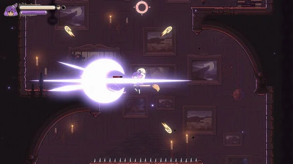 2Dアクションゲームの魔法攻撃シーン