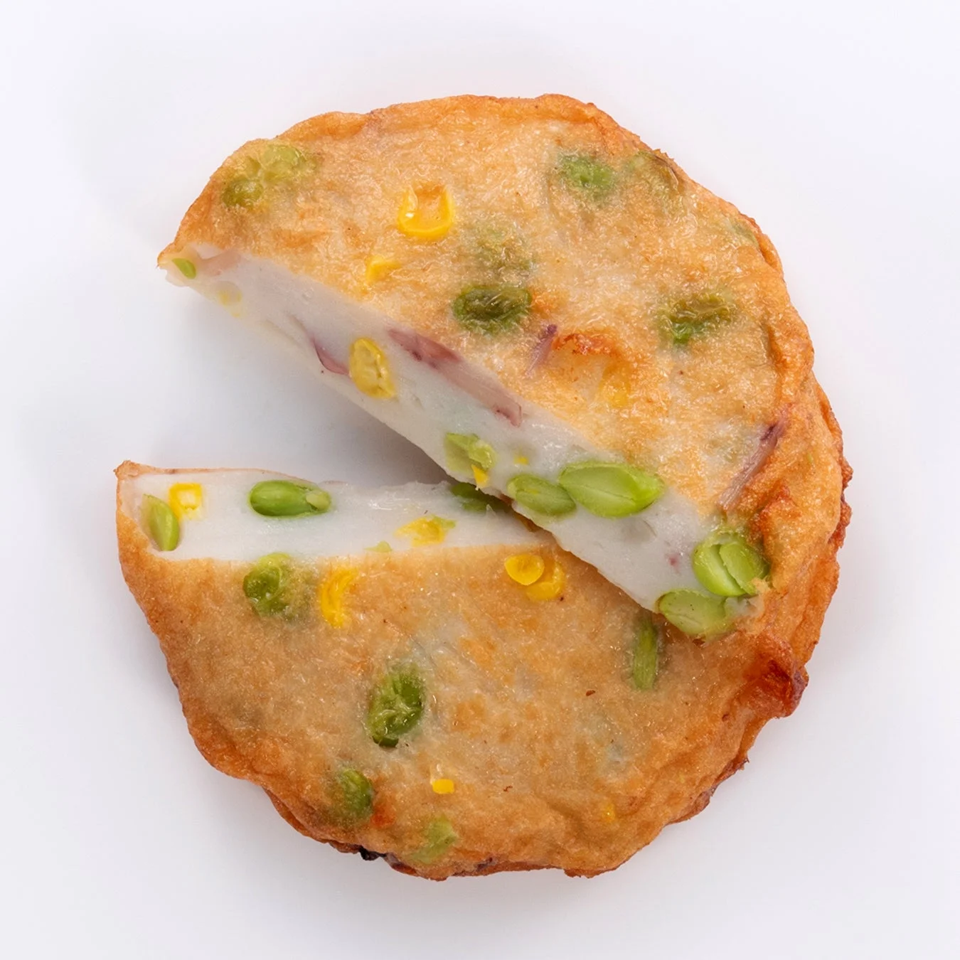 いか枝豆天の断面