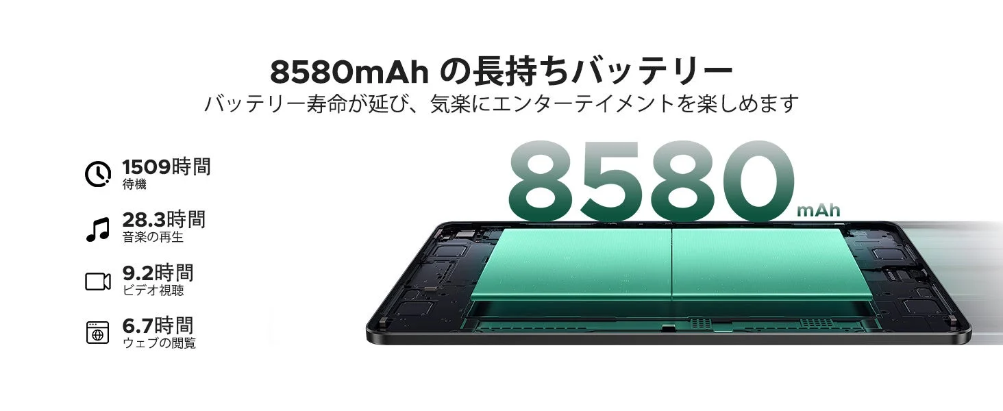 8580mAh大容量バッテリーの紹介