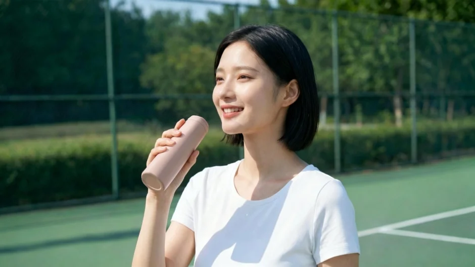 水分補給をする女性