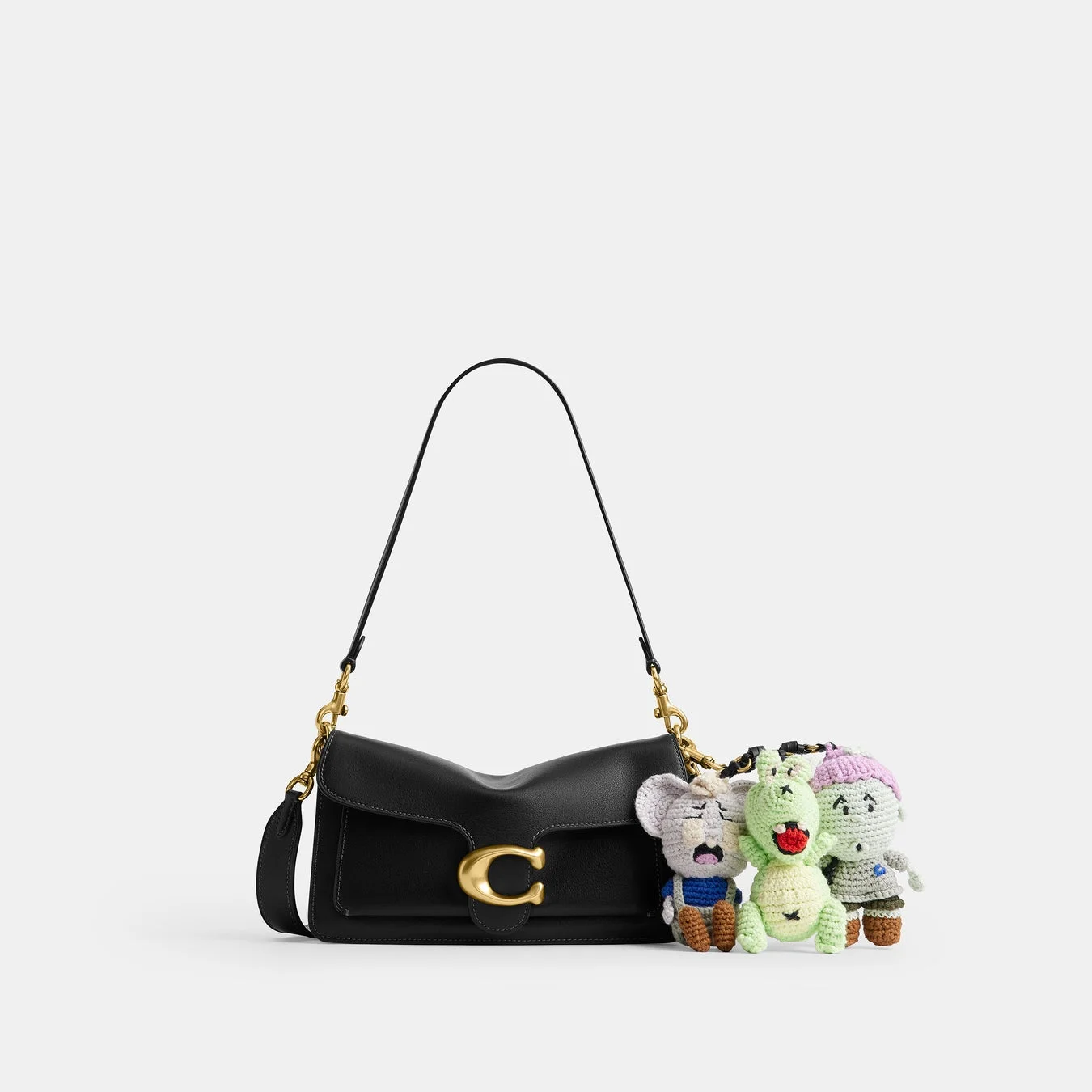 黒いレザーのショルダーバッグ