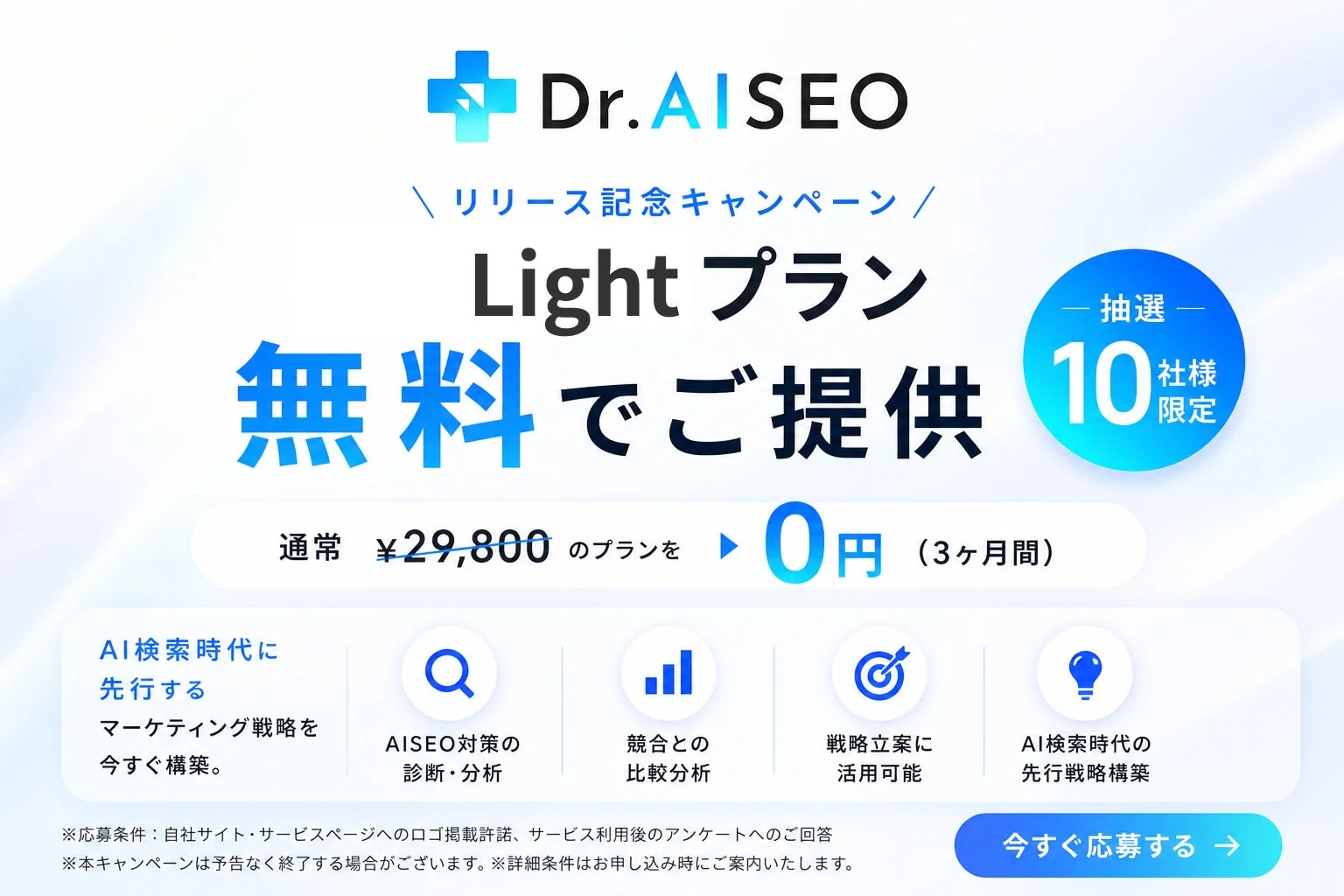 Dr.AISEOのリリース記念キャンペーン告知画像