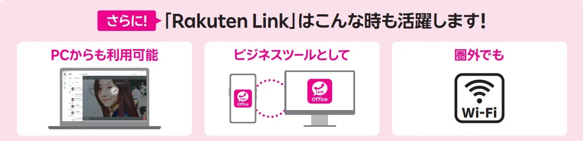 楽天Link（Link Office）の多用途性を紹介する画像