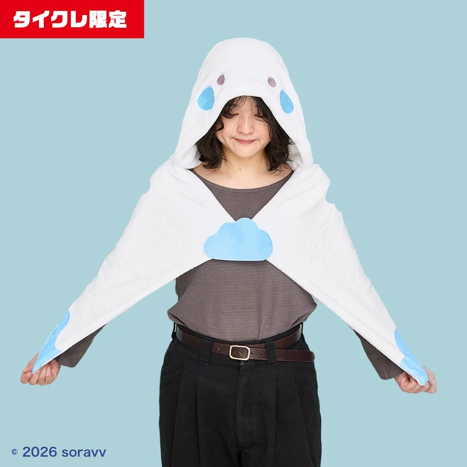 そらびびフード付きブランケットの着用イメージ