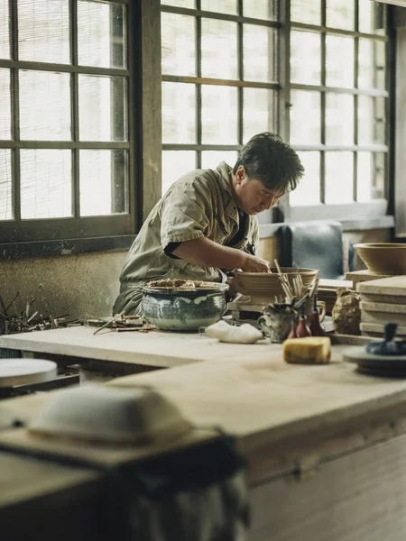 小代焼ふもと窯の制作風景